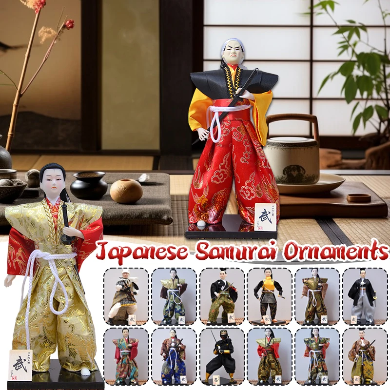 30cm Japanese Samurai Dolls Ornament Handmade Kimono Ninja Figure Figurines Home Office Japanese Restaurant Decoration Gift - Image 3