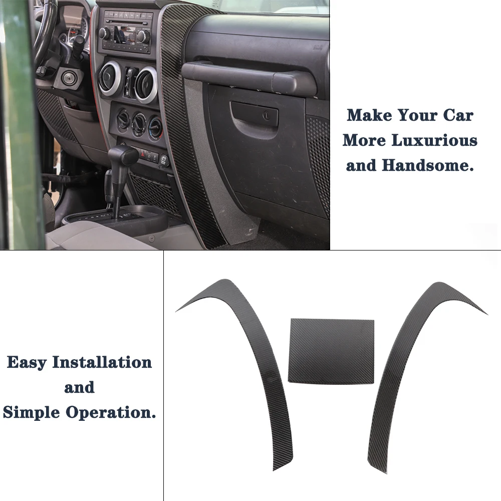 Car Center Console Decorative Trim Cover Protector Decal for Jeep Wrangler JK 2007 2008 2009 2010 2/4-Door Interior Accessories