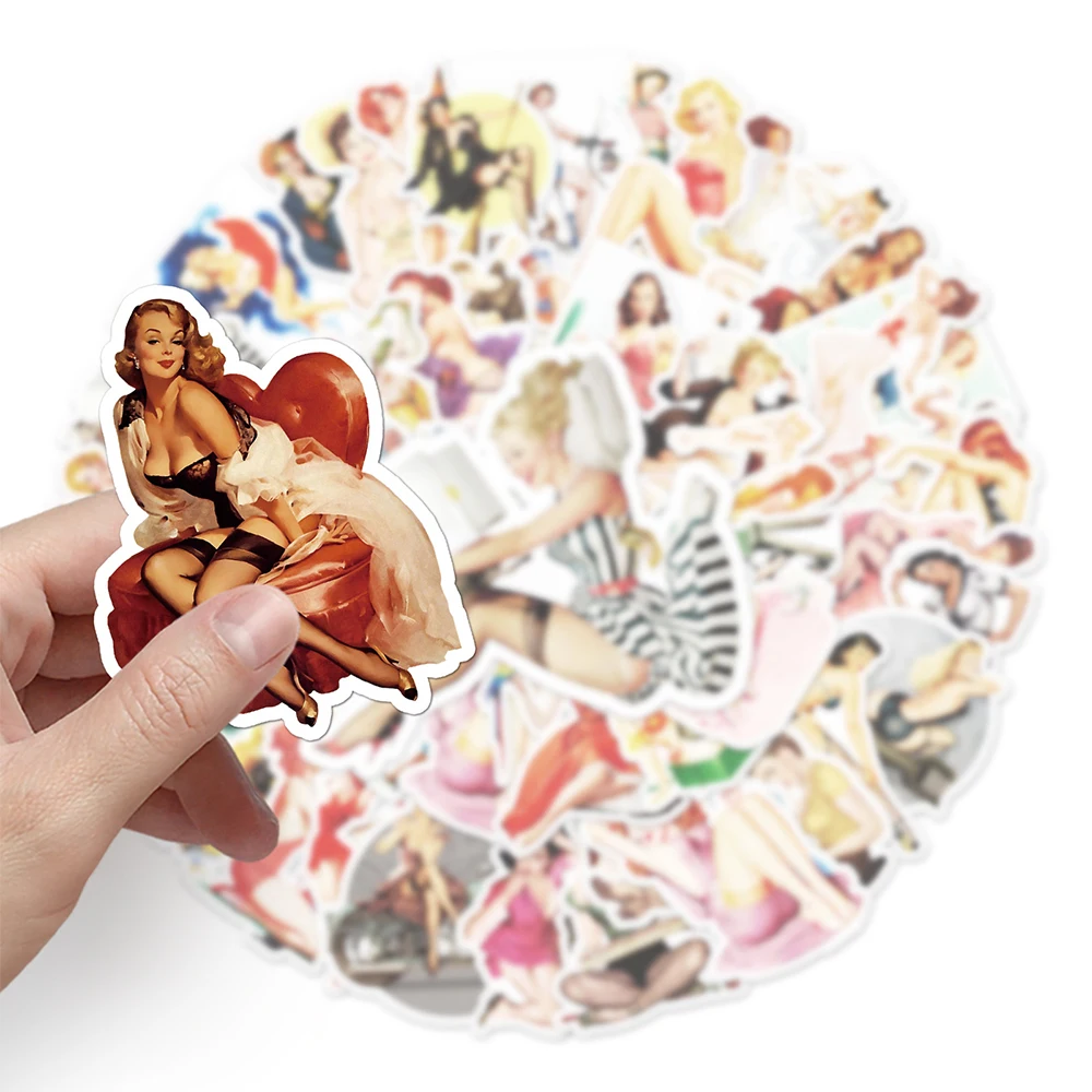 10/30/50PCS Adult Retro Sexy Pin up Girl Stickers Graffiti Laptop Bike Luggage Guitar Skateboard Scrapbooking Waterproof Decals