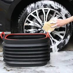 Car Bin Multifunctional Car Interior Use Collapsible Car Telescopic Shrinkable Bucket Car Storage Supplies Peel Paper Scraps