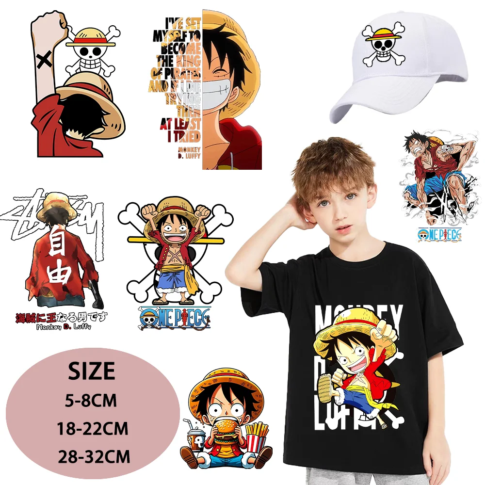 One Piece Heat Transfer Sticker Sweatshirt Clothes Hat DIY Luffy Zoro Funny Anime Patches Iron on Patches Decal Appliqu Gift