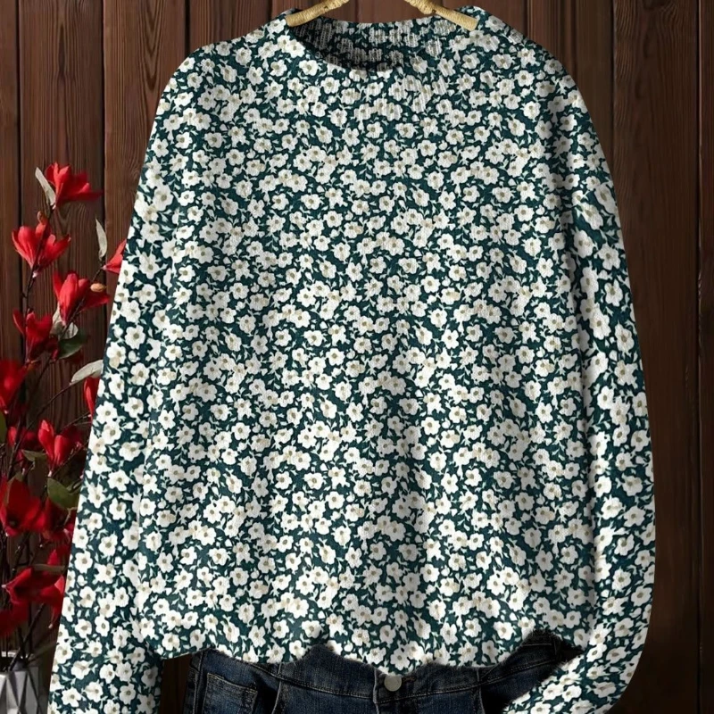 

Advanced Age Reducing Printed Knitted Sweater New Casual Versatile Thin Sweater for Women