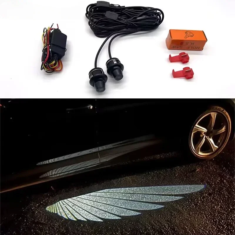 For Mercedes-Benz EQC EQE EQS EQT EQA EQB GLB GLE Class Welcome Door Rearview Mirror Light Angel Wing Car Decor Auto Carpet Lamp