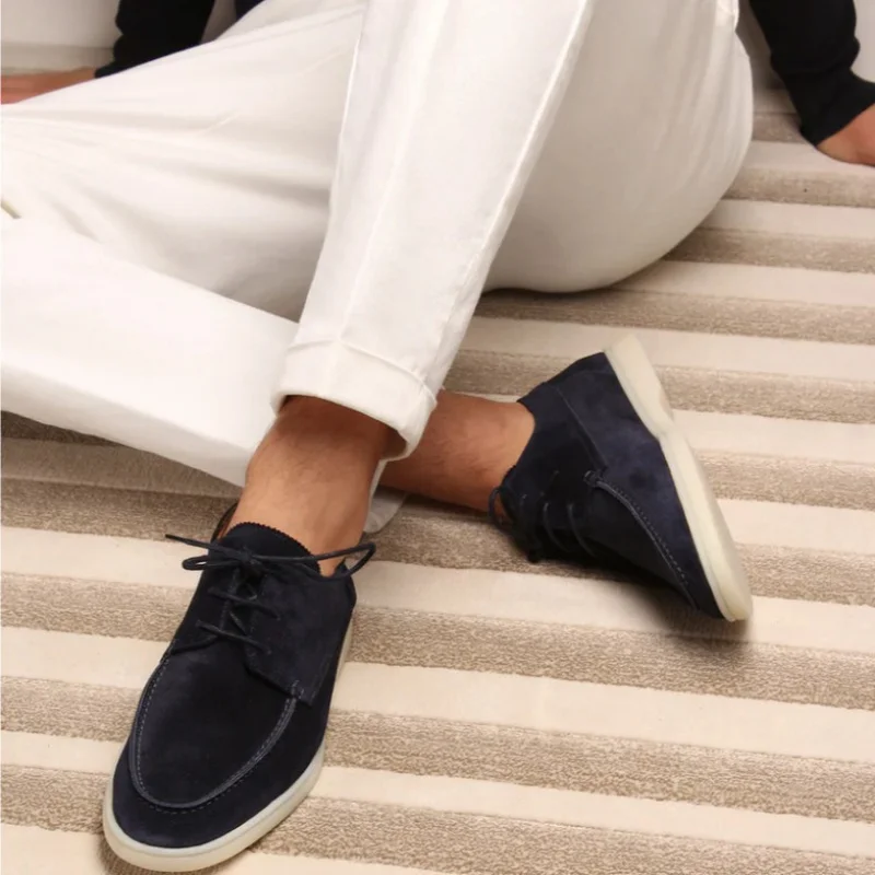 British Style Men's Casual Loafers Large Size Front Buckle Single Shoes Comfortable Breathable round Toe Flat Heel Slip-On Shoes