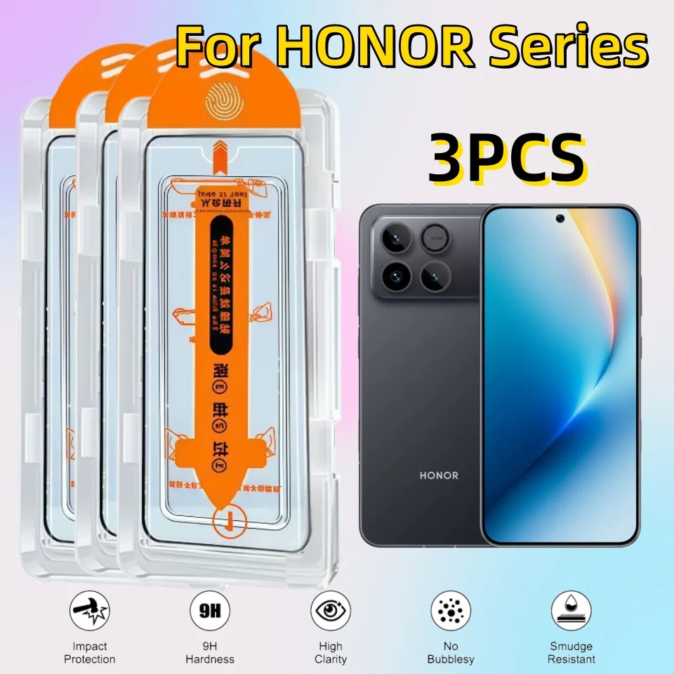 

Защитные пленки для экрана высокого разрешения (3 шт.) для Honor Series: Honor 300, 400, 9X, X70, X60, i Pro 9X, V20, 30, Magic 8, 7, 2. Простая установка.