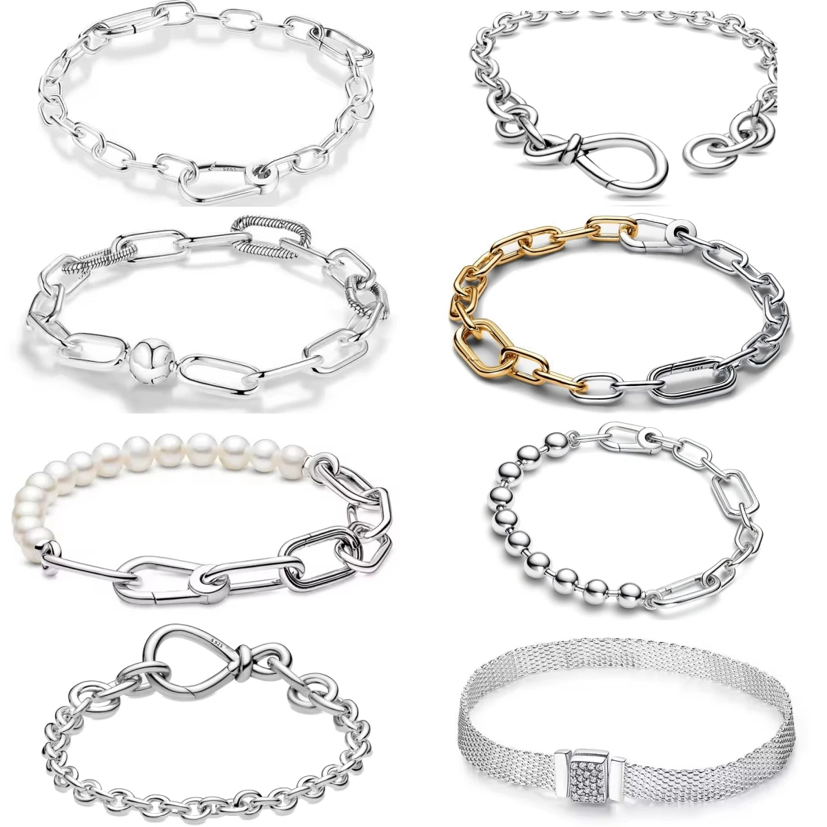 

2025 New 925 Sterling Silver Classic Fashion Pearl Link Bracelet Splicing Chain High Jewelry Accessory For Mother's Day Gift