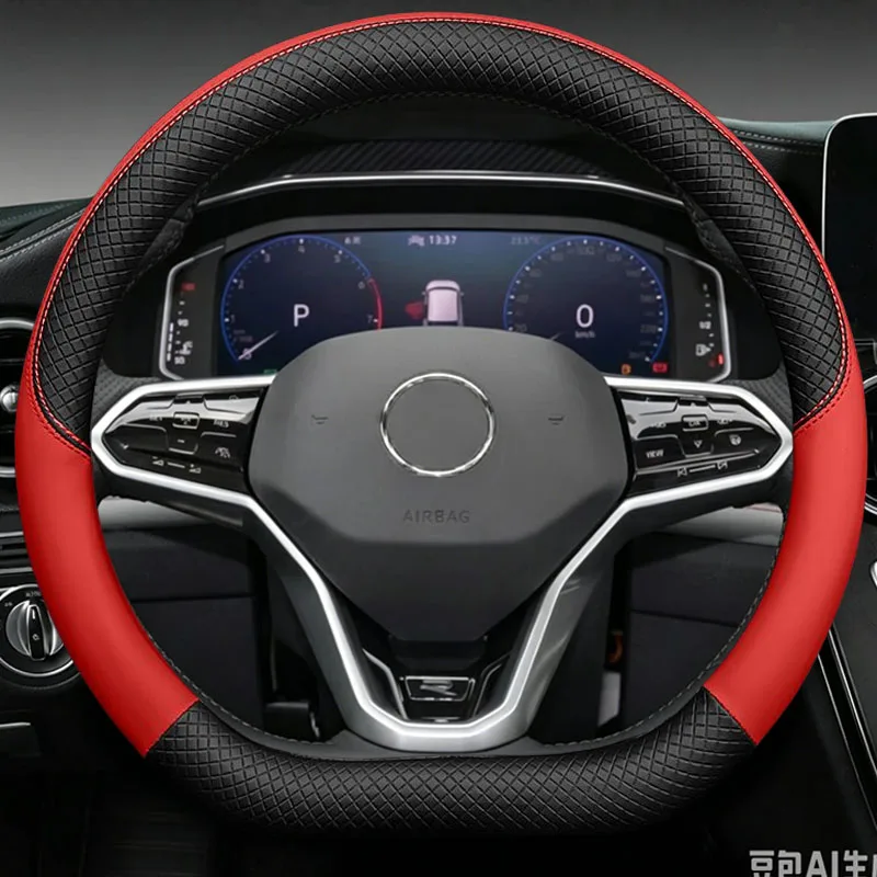 D Shape For VW Sharan Passat Caddy  Car Steering Wheel Cover  Touran Tiguan 2015-2021 Teramont Atlas T-Roc T-cross 2017-2021