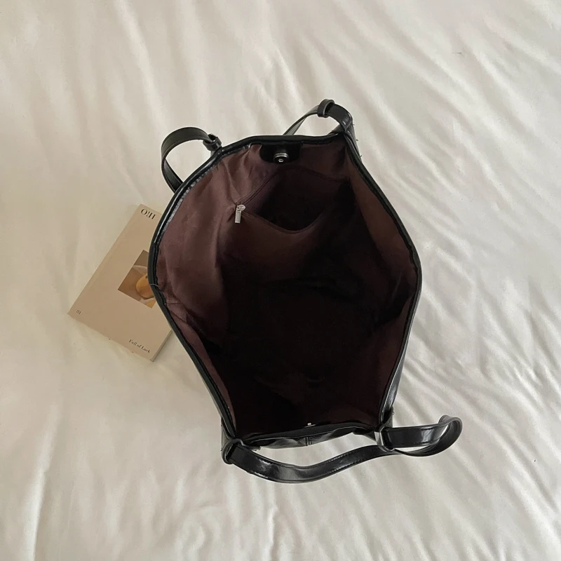 Overs ize Shopper Bag einfach lässig große Kapazität Tote Frauen Handtaschen Designer Tasche Luxus weiche Leder Umhängetasche schwarz Bolsos – Detail 24