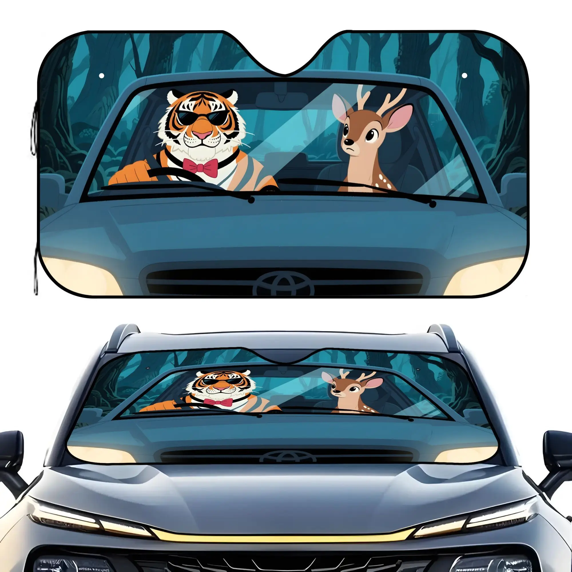 1pc Design Name Themed Car Visor, 4 Free Suction Cups, UV Blocking, Heat Reduction Car Accessories.