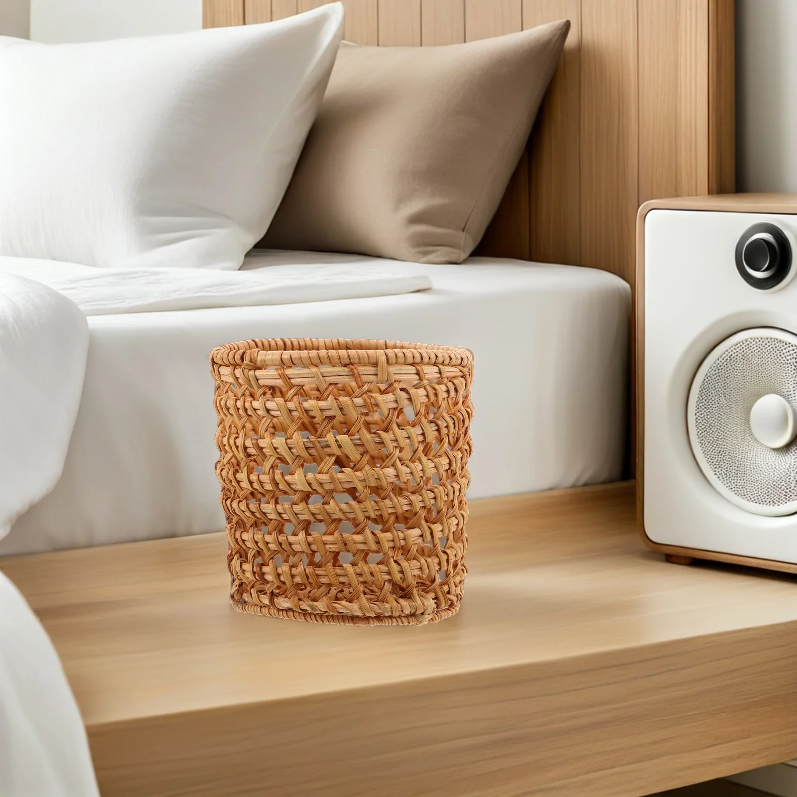 اليدوية الروطان حامل قلم متعدد الوظائف تخزين سطح المكتب ماكياج المنظم خمر تصميم مكتب الغرور سطح المكتب سلة