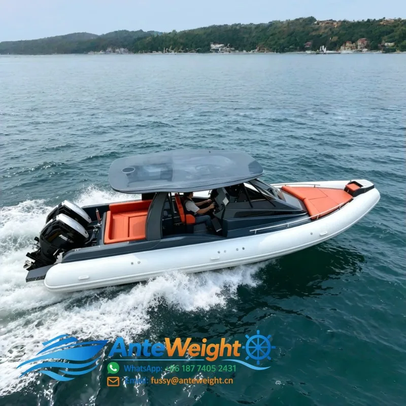 960 Fiberglass Cabin RIB Boat 9.6m 32ft Hypalon Rigid Inflatable Cabin Yacht Boat CE Certified for Coastal Fishing Tour