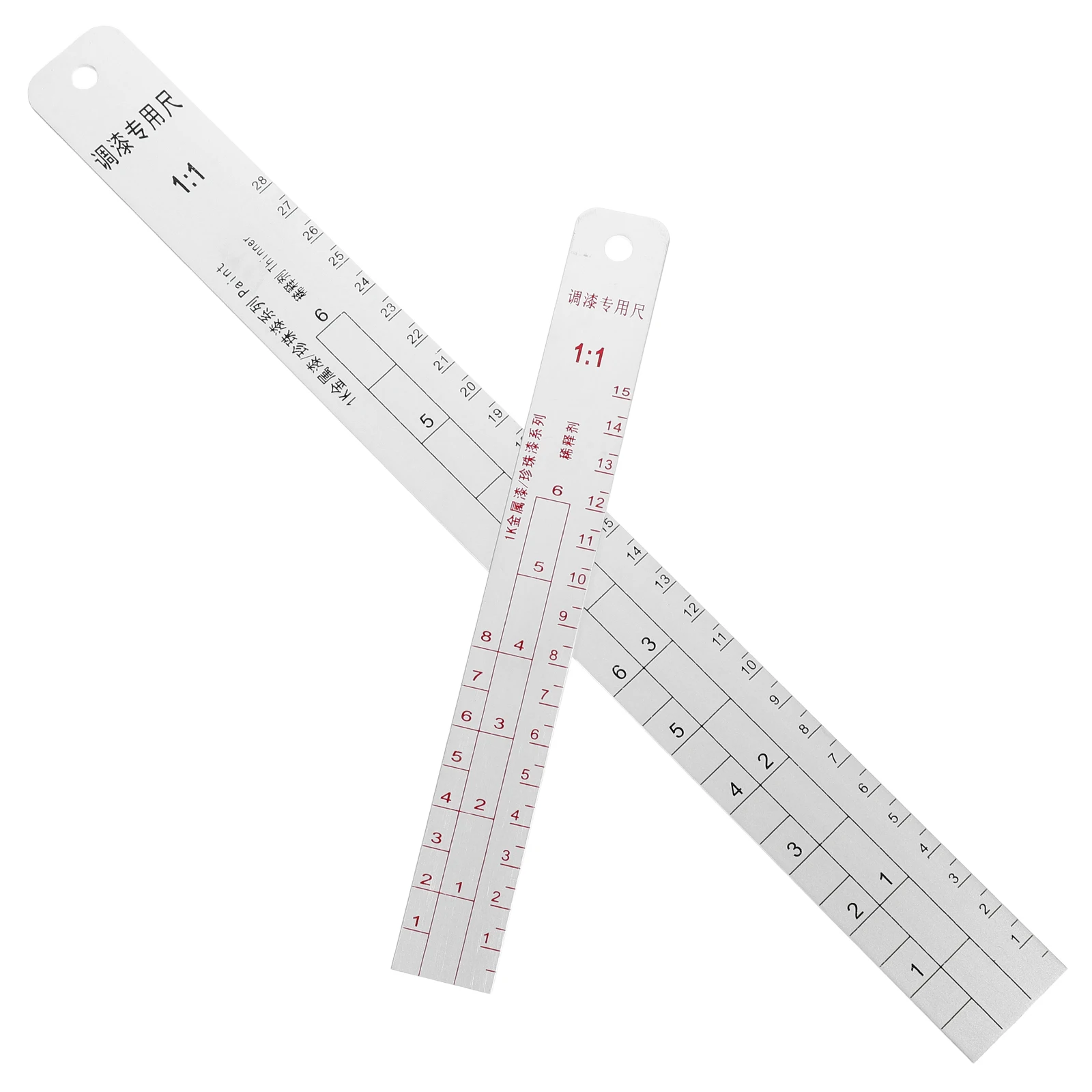 

2Pcs Paint Scale Ruler Car Mixing Stainless Steel Vehicle Painting Supplies Tools Coating Color Measurement Accurate Ratio Car