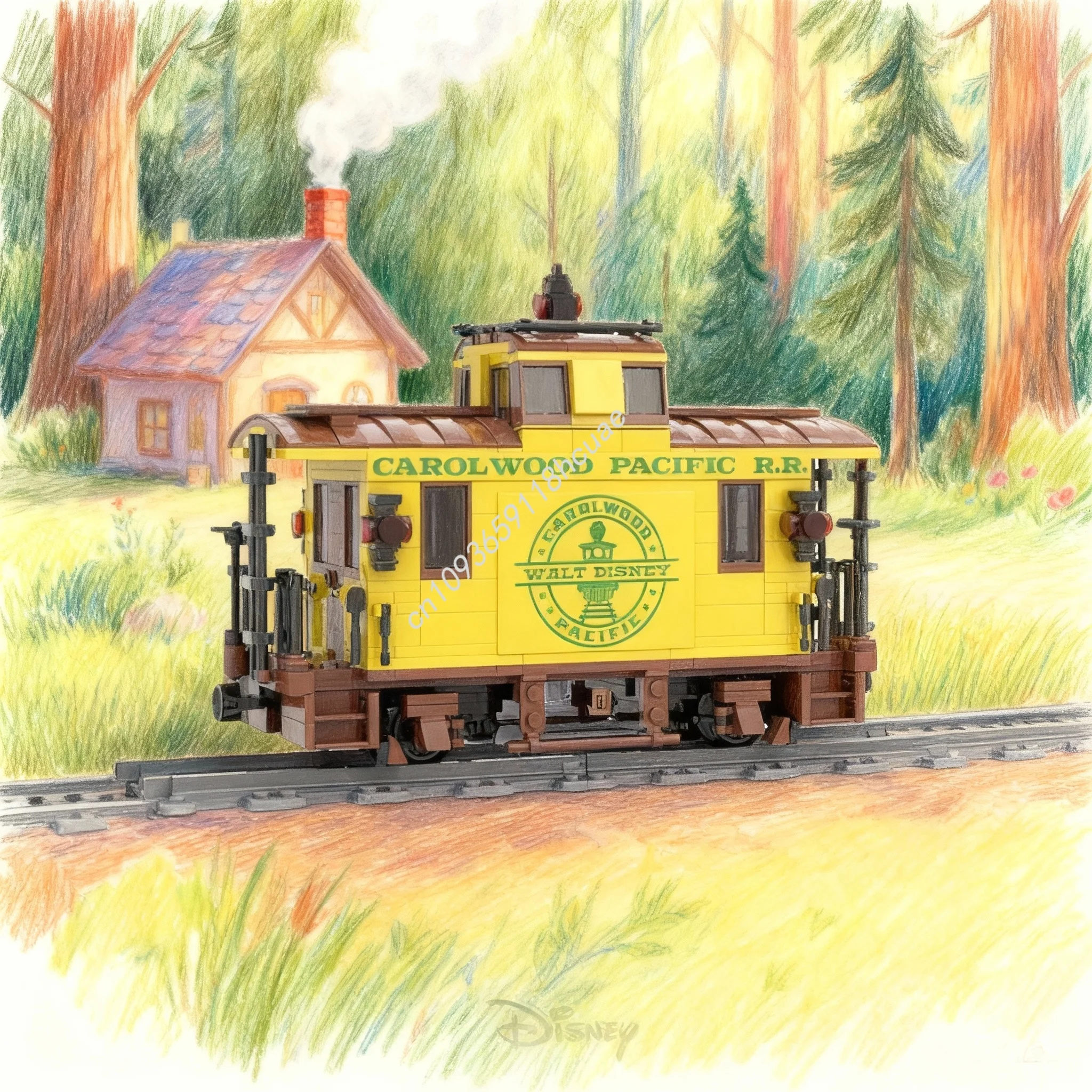 

666 деталей MOC Модель поезда Carolwood Caboose, конструктор, игрушка, архитектурный набор для сборки, DIY, креативный подарок на Рождество, развивающий