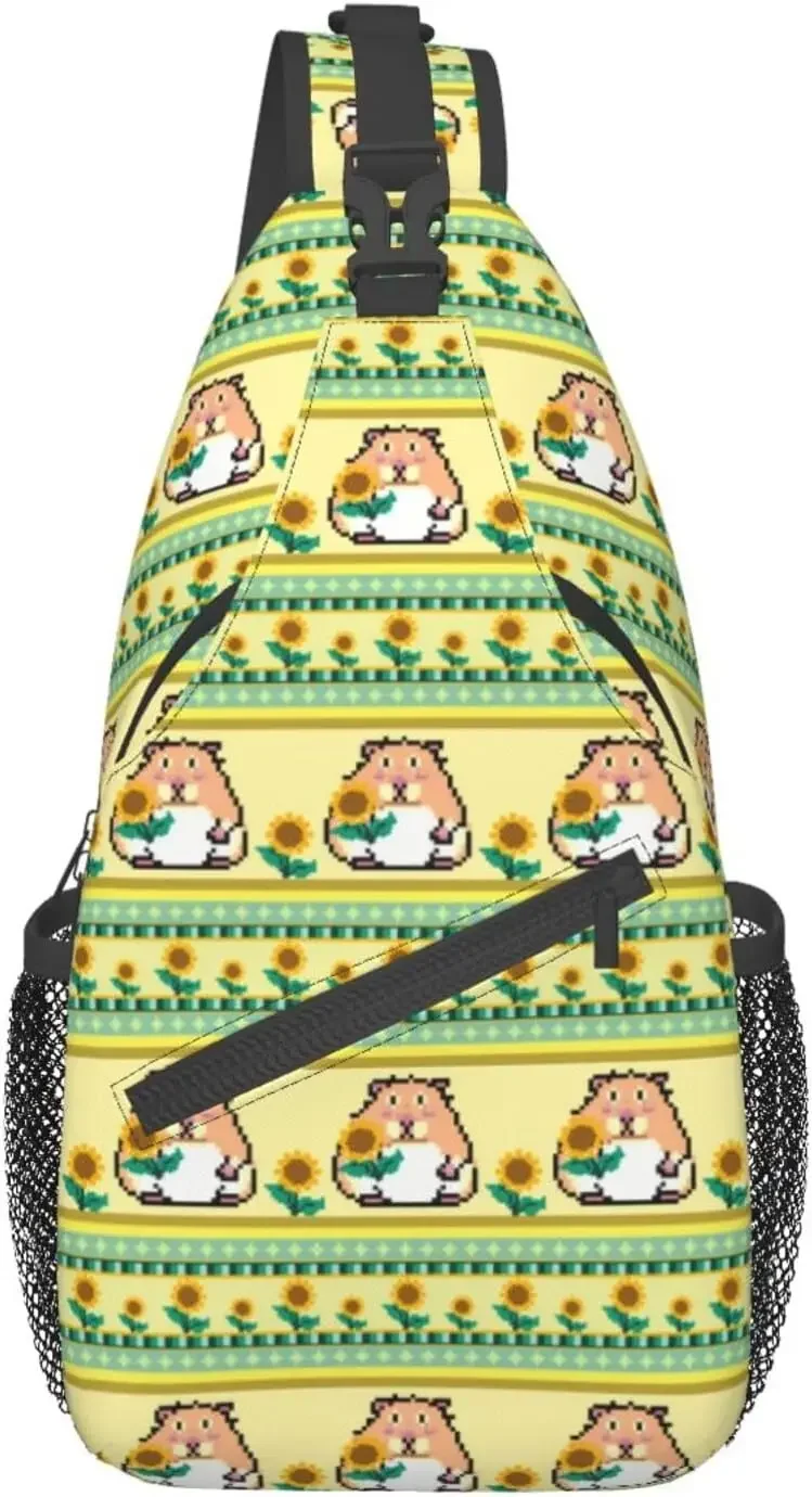 

Cute Hamster Animals Pattern Men Cross Chest Bag Diagonally Crossbody Shoulder Bag Outdoor Travel Hiking Daypack with Pocket