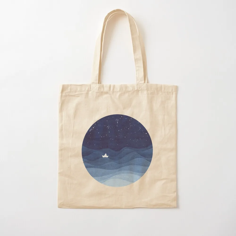 Onde blu dell'oceano, barca a vela stelle dell'oceano Tote Bag