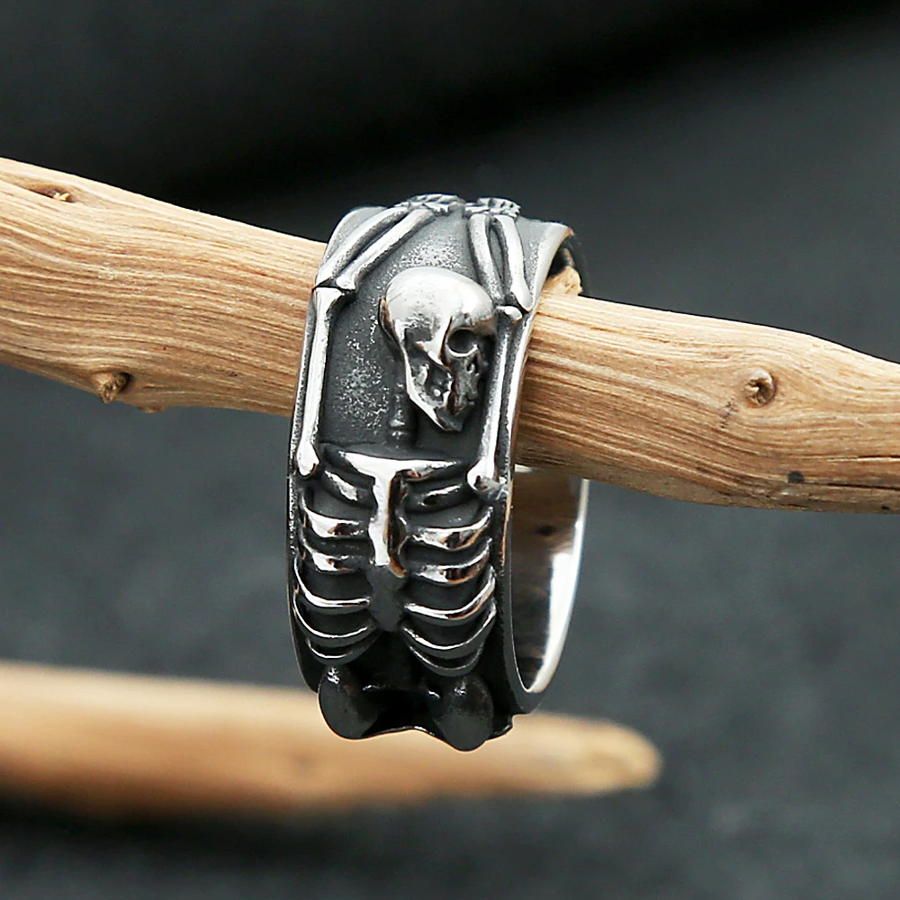 Vintage Gothic 316L Stainless Steel Skull Rings For Men Women Punk Hip Hop Skull Biker Ring Fashion Jewelry Gifts Dropshipping