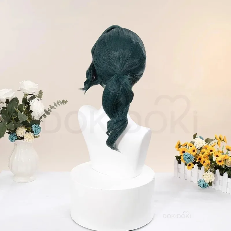 DY20Original The Visonary Hwei Cosplay pelo sintético medio largo verde profundo peluca25
