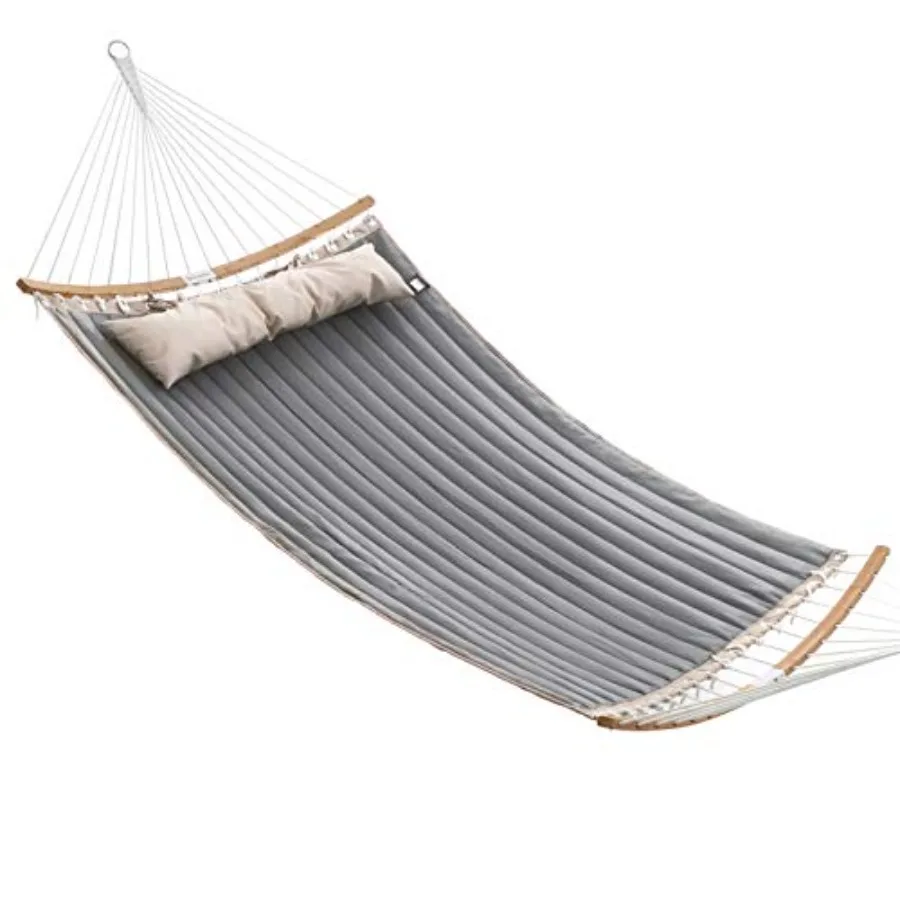 

Портативный мягкий гамак с изогнутыми бамбуковыми дугами, серый и бежевый, 78,7 x 55,1 дюймов, выдерживает до 495 фунтов, стеганая ткань для улицы