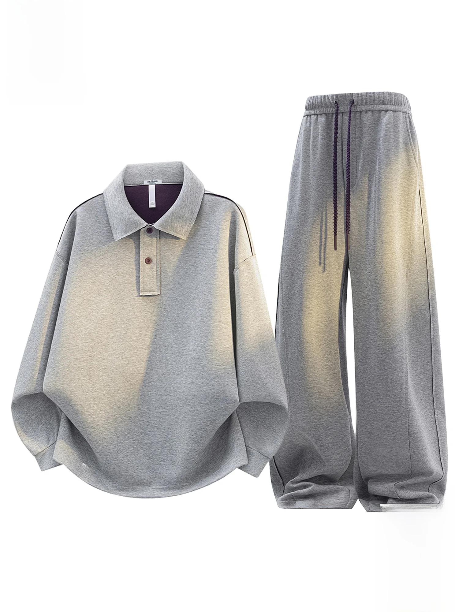 

PaulFrank M Casual Sports Suit Spring New Loose Sweatirt Wide Leg Pants Turn-down Collar Comfortable Cotton Blend Fabric