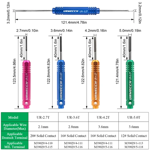 Imagen 2 del producto Herramienta de extracción de pines para Deutsch tamaño 12 16 20 contactos sólidos calibre de cable 12-22 AWG Kit de herramientas de liberación de Terminal de coche para Deutsch DT DTM