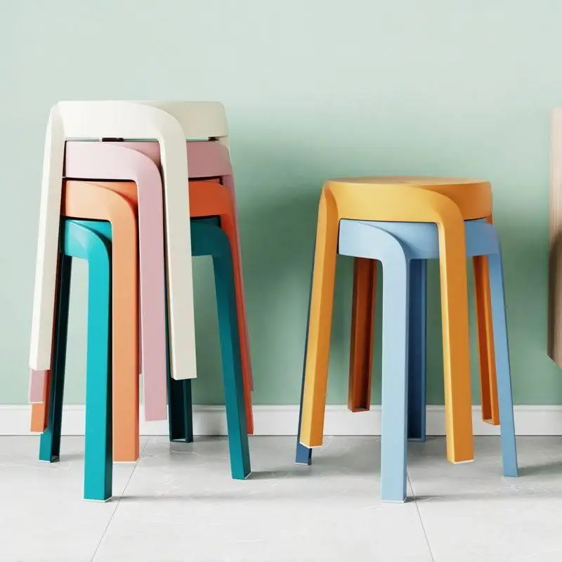 Thickened Plastic Stool Home Use Stackable Table Stool Family Spare High round Stool Living Room Dining Table Stool Stackable...