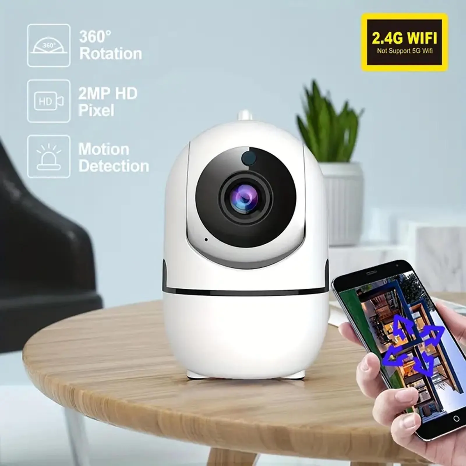 2.4G Wireless Wifi Security Home Camera, Baby and Pet Monitor, Wireless Auto Tracking Monitor, Two-Way Language-Night Vision