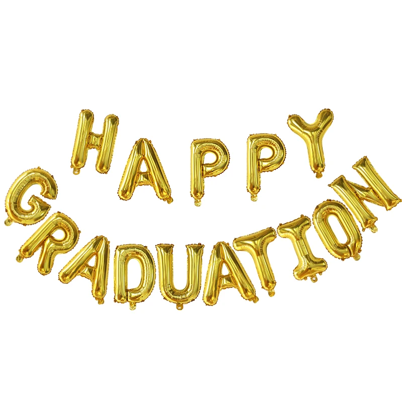 15 Stück Happy Graduation Folienballons Gold Silber Roségold Buchstabenballon Glückwunsch Absolventenpartydekorationen Klasse von 2024 Geschenk