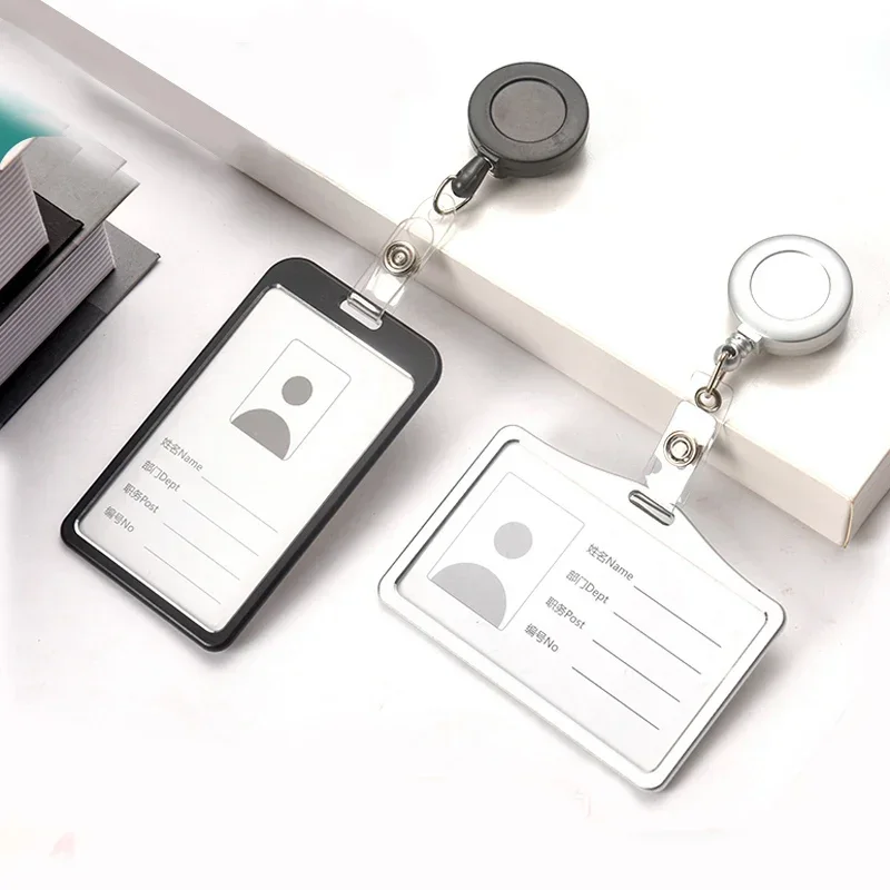 Credit ID Card Badge Bags Bank Business Work Card Holder with ABS Retractable Badge Reel Aluminum Alloy Credit Card Cover Case