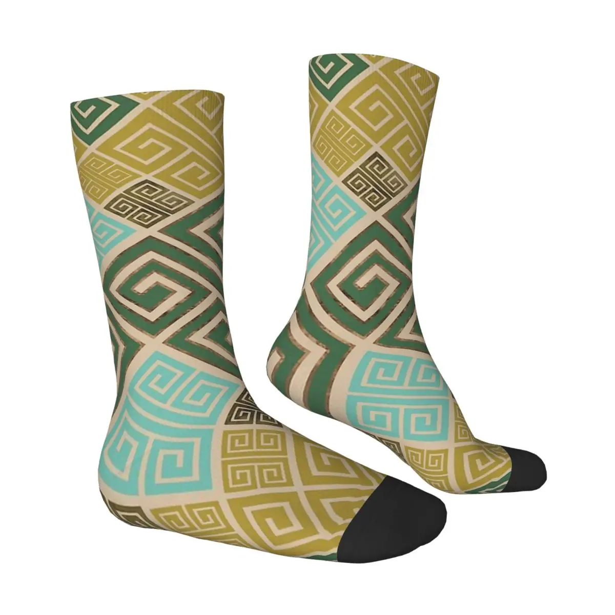 Greek Key Ornament Meander Pattern Men Women Socks Windproof Novelty Spring Summer Autumn Winter Stockings Gift