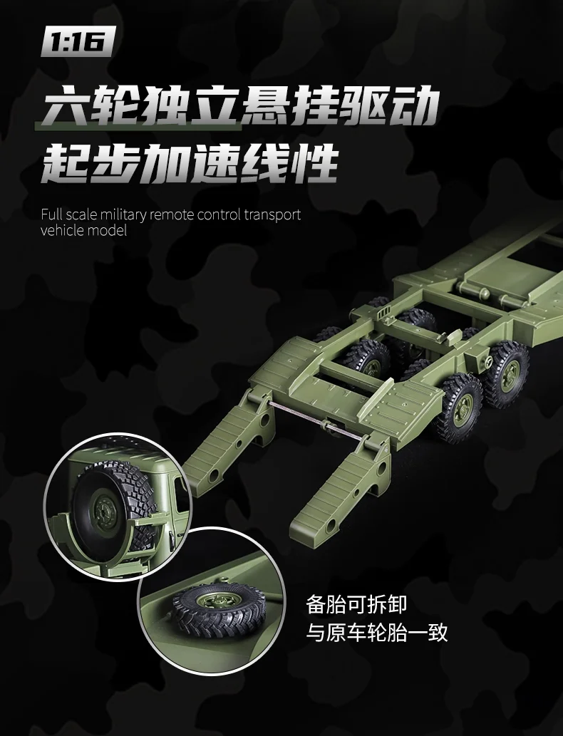 WPL B36 B36-2 B36-3 6WD RC Car 1:16 Full Scale Military Transport Vehicle Model Six Wheel Drive Climbing Off-Road RC Truck Toys