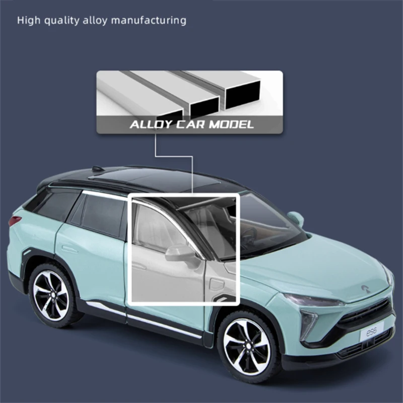 1:24 NIO ES6 SUV Alloy New Energy Car Model Diecasts Metal Toy Vehicles Car Model High Simulation Sound and Light Kids Toys Gift