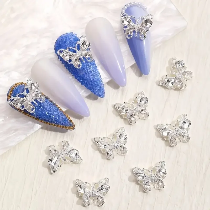 زينة فنية ثلاثية الأبعاد للأظافر على شكل فراشة ، سبيكة لامعة ، مناسبة للفتيات والنساء ، خالية من العطر ، 5 *