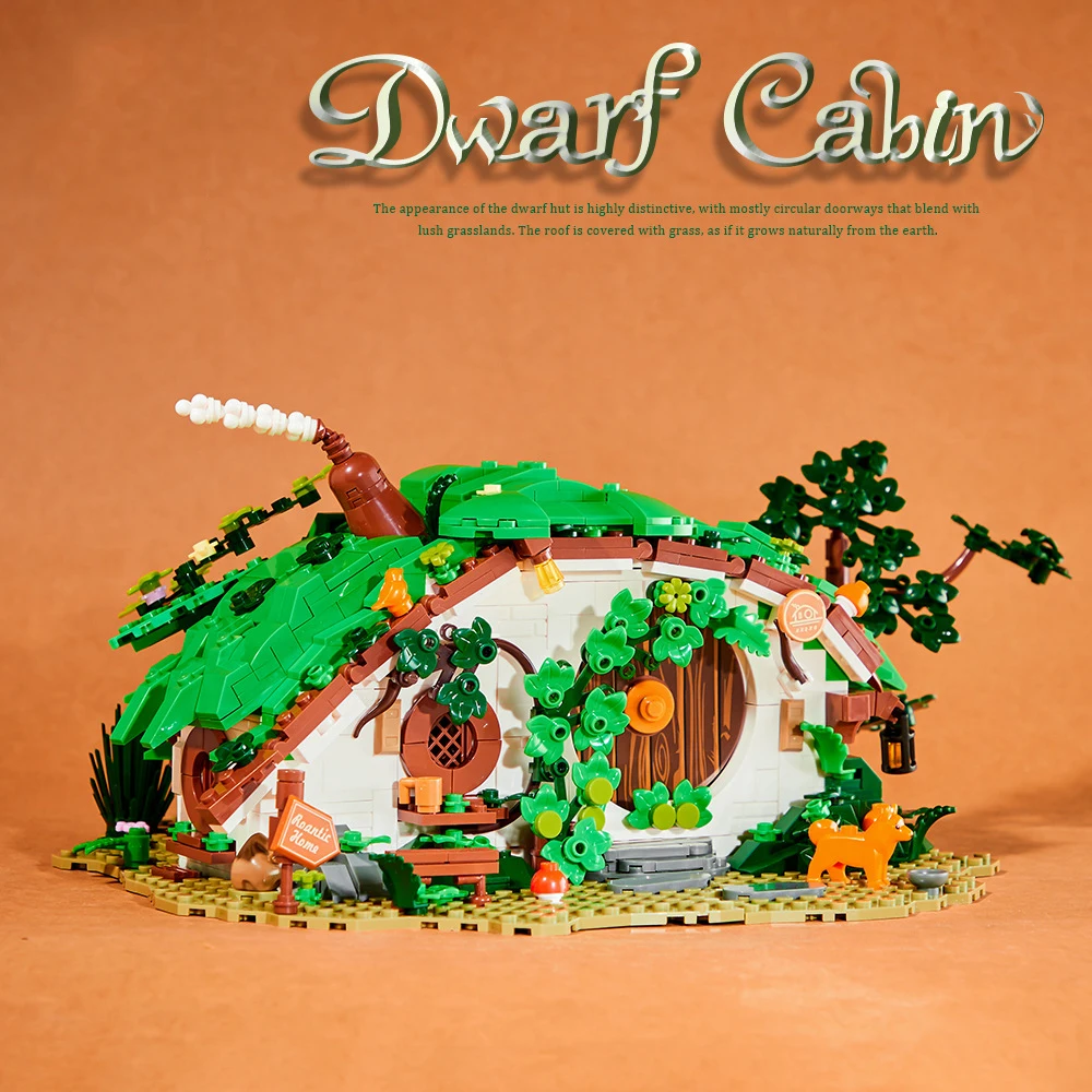 Kreatywna Architektura Bajkowy Świat Kryjówka Krasnoludów Budowa z Klocków Dom z Klocków Widok Ulicy Zabawki ze Światłem na Prezent