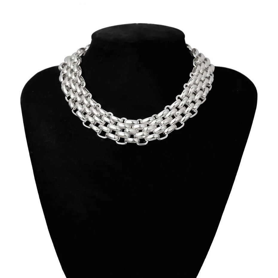 Übertriebene einzigartige große klobige Kette Halsband Halskette Kragen Steampunk Männer Punk Twisted Lock dicke Eisen Halskette für Frauen Schmuck – Detail 9