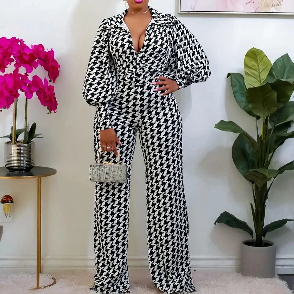 

African Clothes for Women African High Waist Long Sleeve Jumpsuit Women Elegant Party Clothes Sexy Print Slim Autumn Jumpsuits