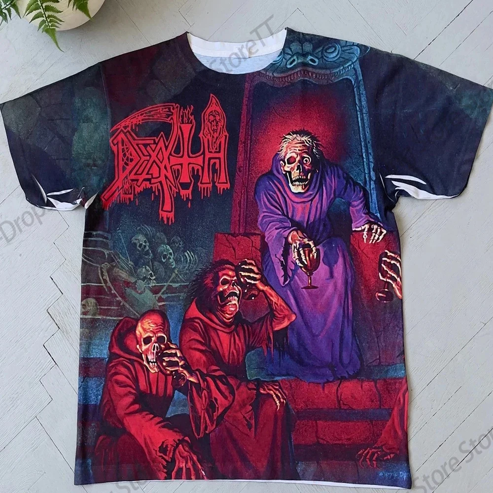 Men's T-shirt New Rock Death Band 2026 3D Printed T-shirt Men Women Fashion Hip Hop Short Sleeve Tops Tees Mens Clothing Album