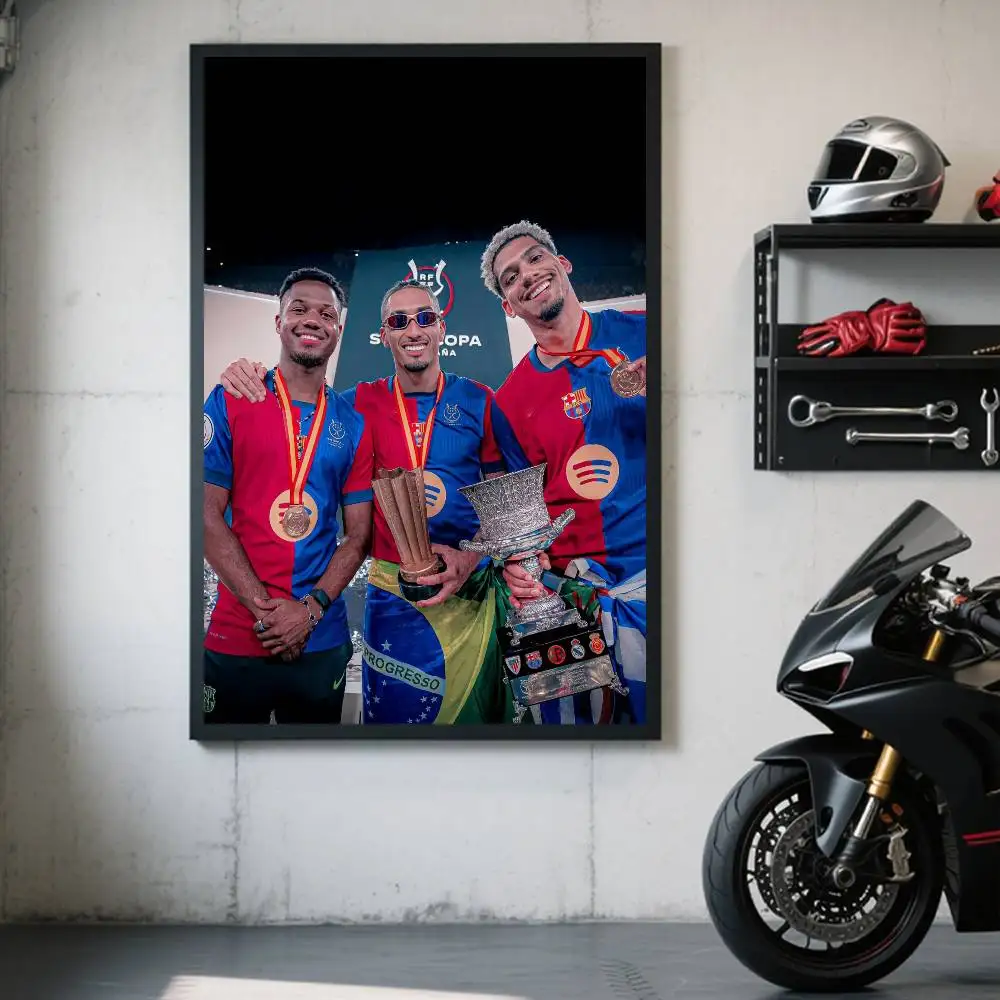 1 Stück FC Barcelona gewinnt den Titel Poster, selbstklebender, wasserfester Papieraufkleber, Wanddekoration für Kaffeehaus, Bar, Zimmer – Detail 9