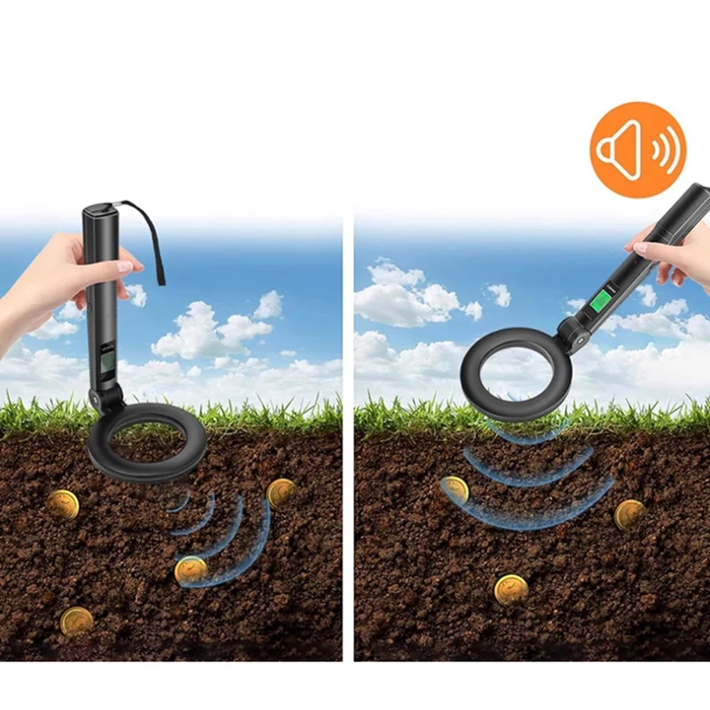 Foldable Metal Detect Set, 360 ° Scanning Metal Detector, Metal Scanner, Security Checker, Treasure Monitor Meter