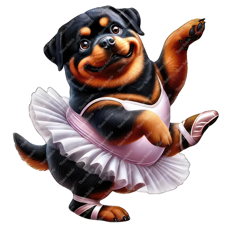Three Ratels Funny ballet puppy cartoon animal wall stickers for kid's bedrooms decoration personalized car decals