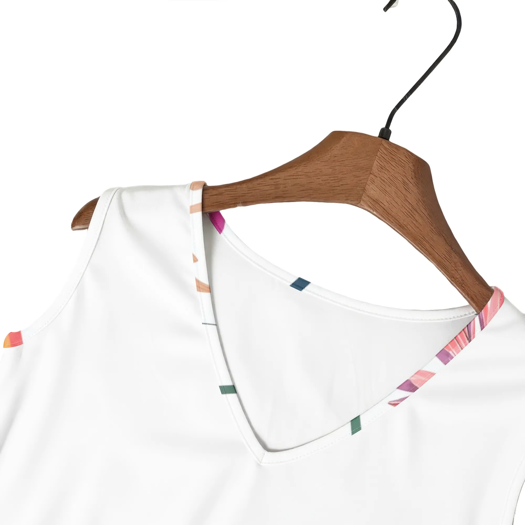 Blumenkleid mit V-Ausschnitt, Ärmellos, Rosa Blumendruck, Sommer-Shift-Kleid, Lässige Strand- und Urlaubskleidung für Damen, XL-5XL – Detail 6