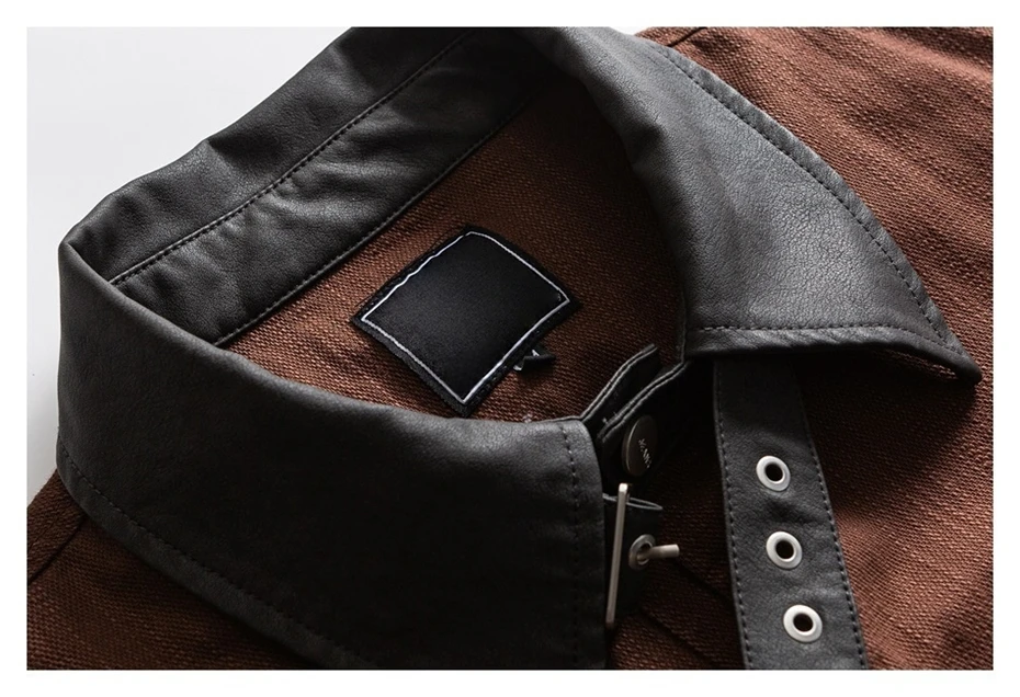 PU Leather Splicing Jackets Mens Streetwear Harajuku Cotton Casual Coats Oversized Vintage Large Pockets Cargo Jacket Male