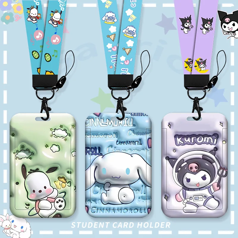Держатель для карт Sanrio Kuromi, школьная карта с героями мультфильмов, карта доступа к автобусу и метро, карта для еды, студенческая карта для захвата, подарок для девочки
