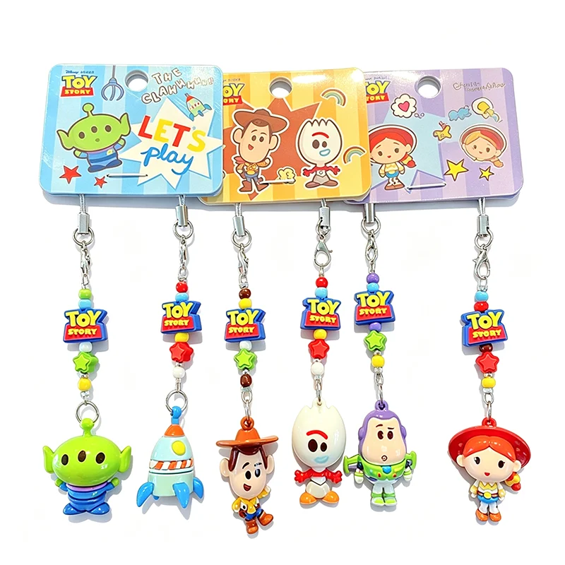 Toy Story Cartoon Beaded Mini Keychain Pendant Cute Bead Charm Pocket Ornament Backpack Hanging Decor Birthday Holiday Gifts