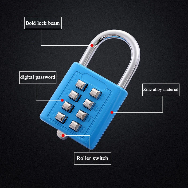 10-bit Button Outdoor Waterproof Password Padlock Door Lock Anti-pry Cabinet Lock Dormitory Door Password Padlock