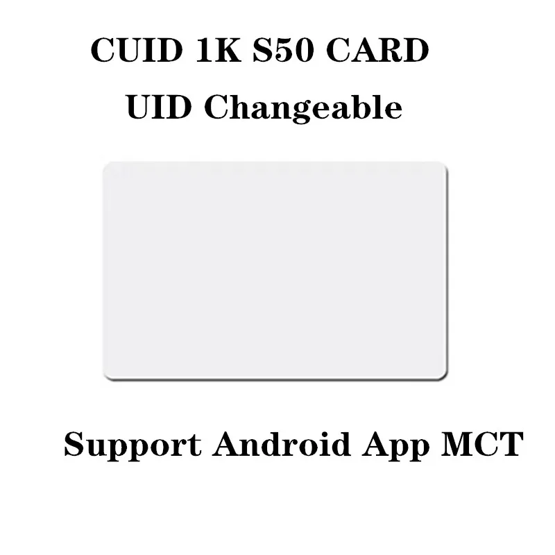 50pcs CUID Android App MCT Modify UID Changeable NFC 1k s50 13.56MHz RFID Card Block 0 Writable HF 14443A Clone Duplicate