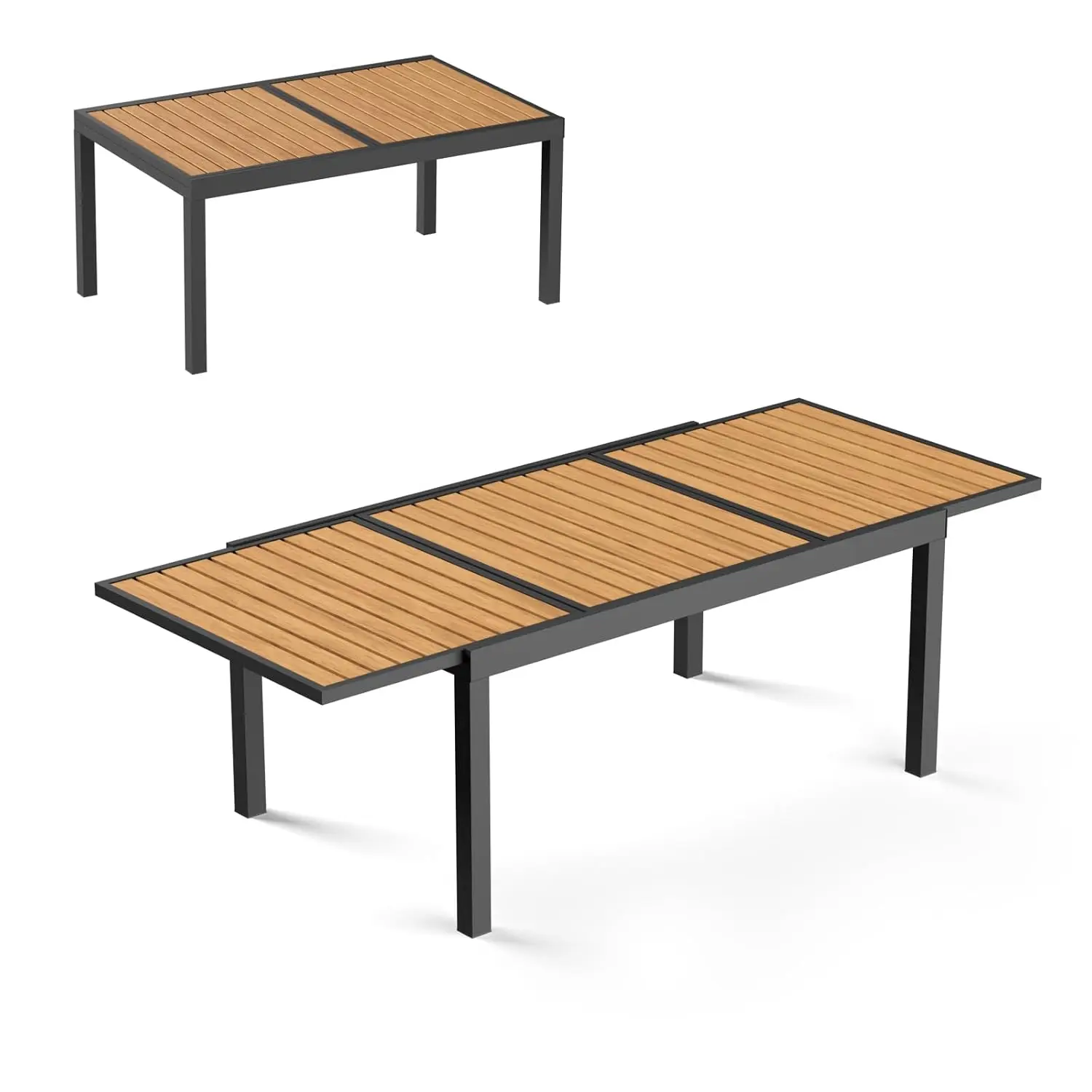 Expandable Patio Dining Table for 4-8 People, Aluminum Outdoor Square Table(55
