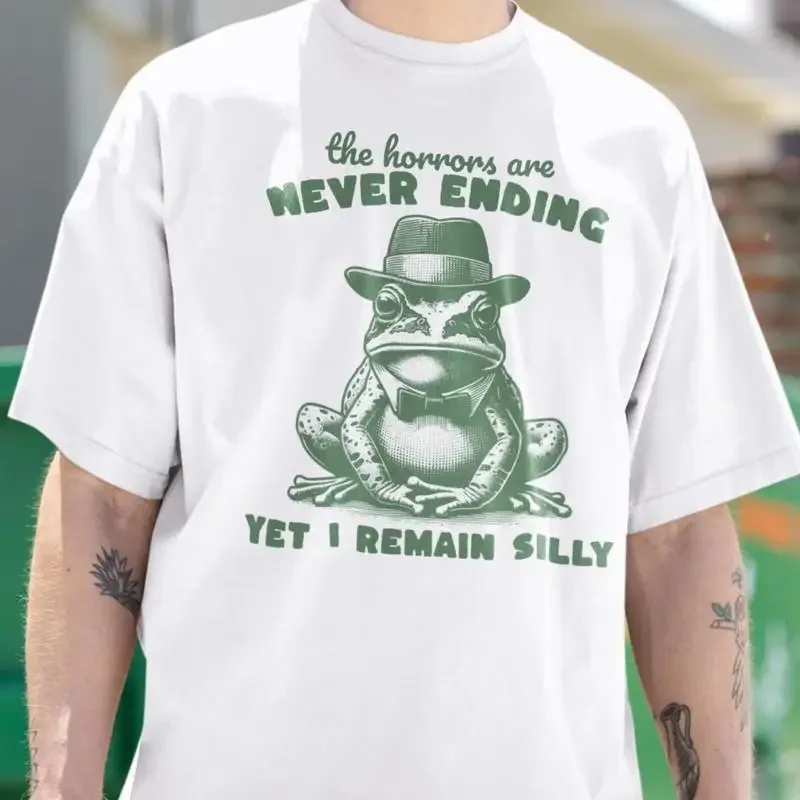 The Horrors Are Never Ending Yet I Remain Silly T Shirt Funny Japanese Frog Graph