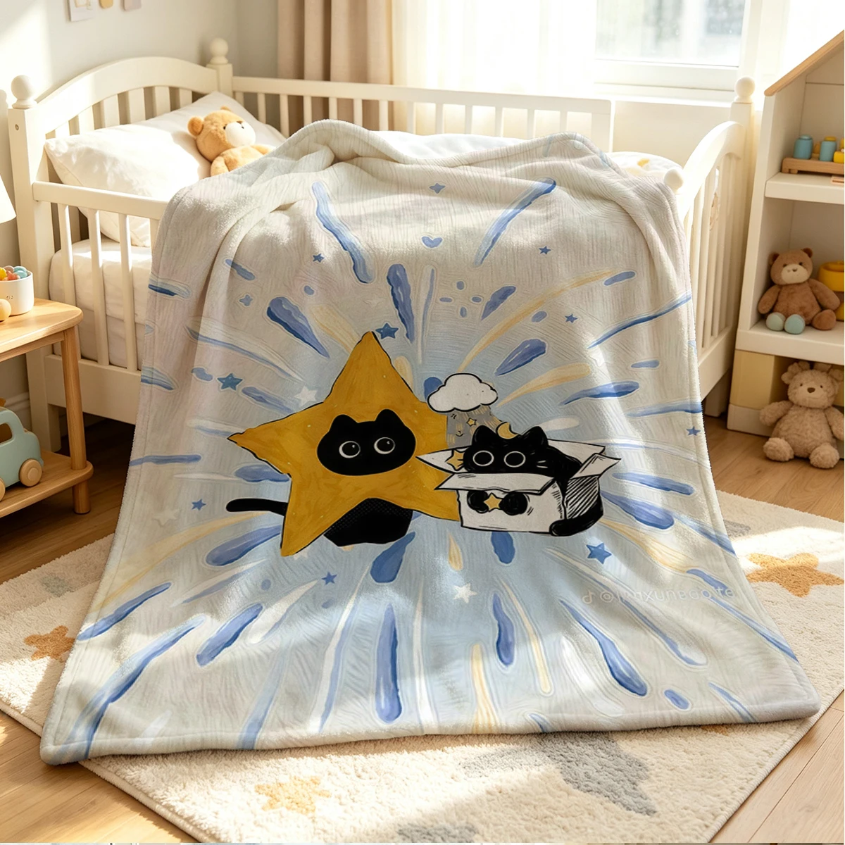 Star Firework Flannel Blanket Warm Soft Halloween Christmas Couch Warm Cozy Decorative Decor Gift for All Season