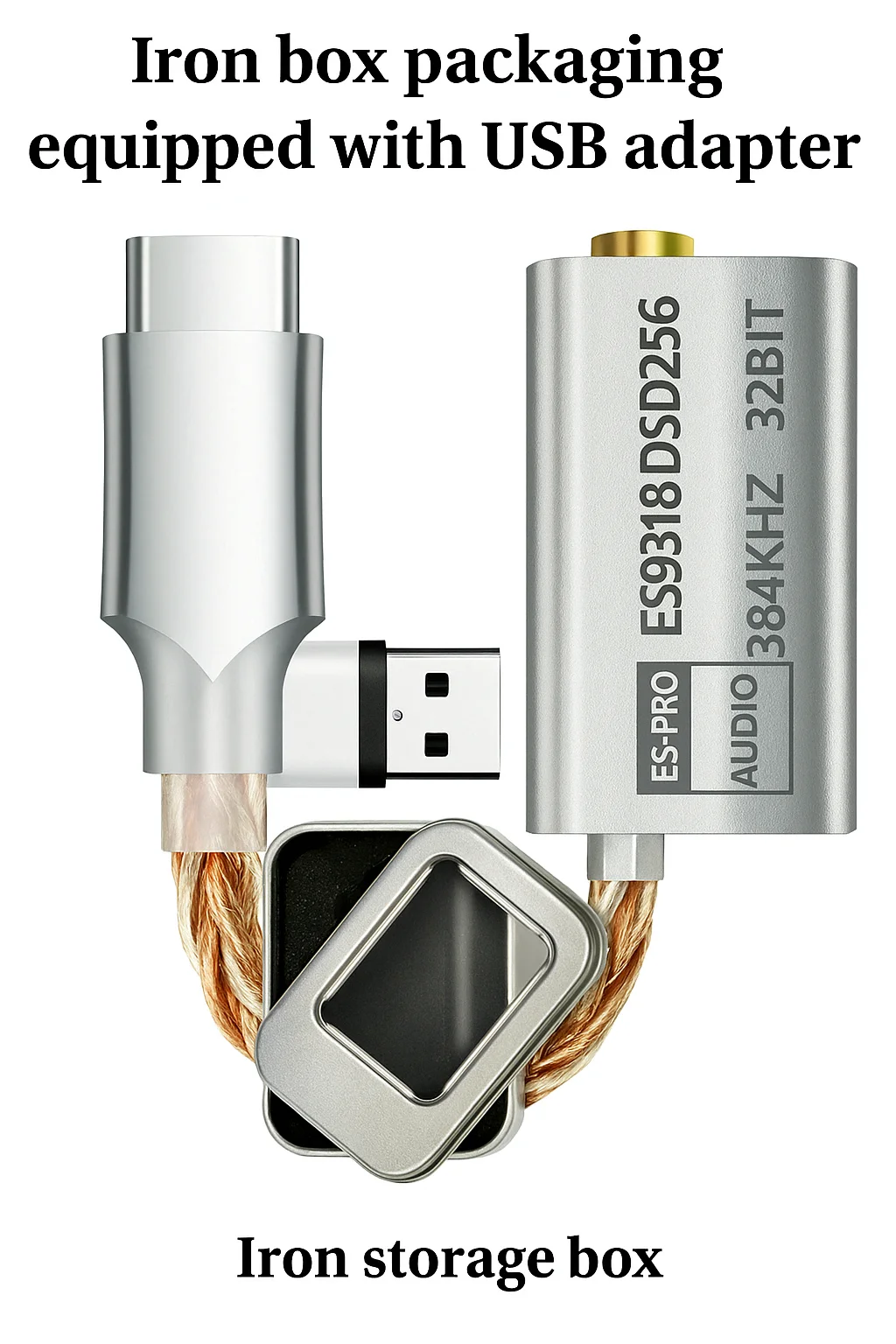 USB DAC Headphone Amplifier ES9318 DSD256 Type C to 3.5mm Audio