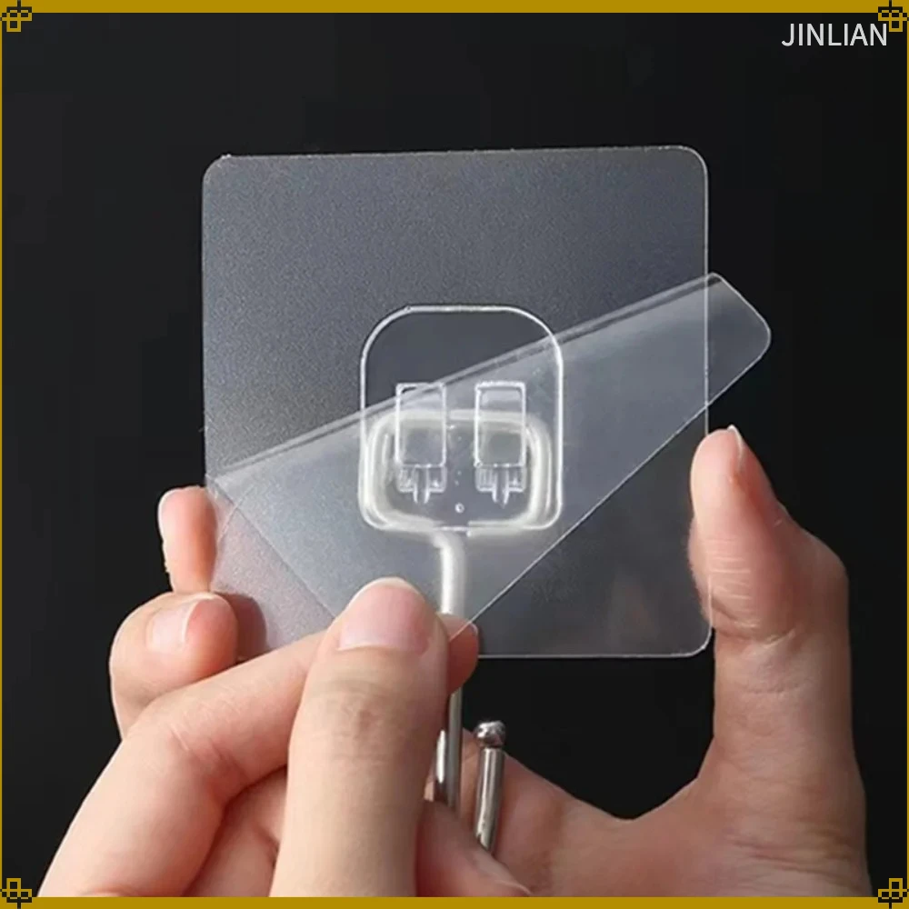 10Pcs Big Size Hook Self-Adhesive Transparent Multi-Purpose Wall Holder Door Rack Kitchen Storage Organizer Home